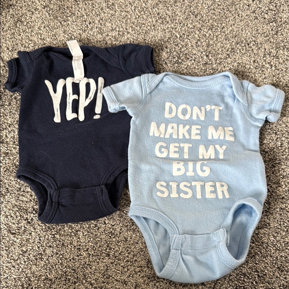 Baby Brother Bodysuit Set - Navy and Light Blue